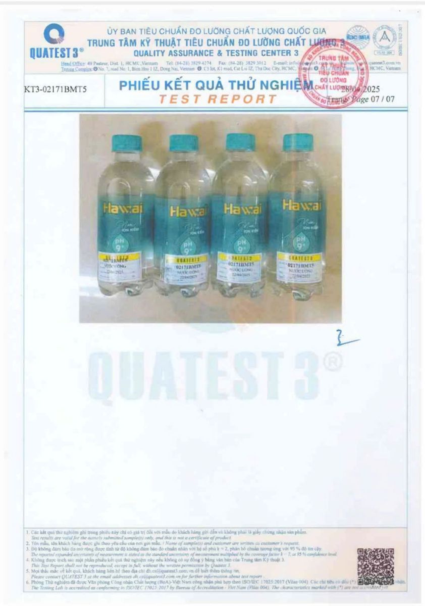 Nước Uống Hawai Đạt Chuẩn Bộ Y Tế: Chất Lượng Với QCVN, ISO 22000, HACCP